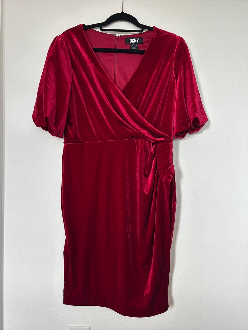 DKNY Deep Red Velvet Midi Dress